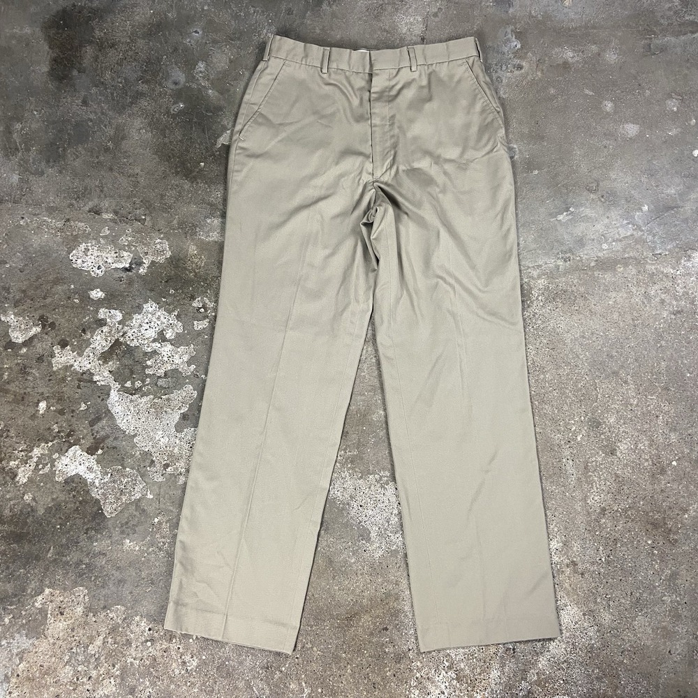 Vintage 70s Woolrich Chino Pants Size 34x32 Tan Pleated Straight Fit Casual Wear
